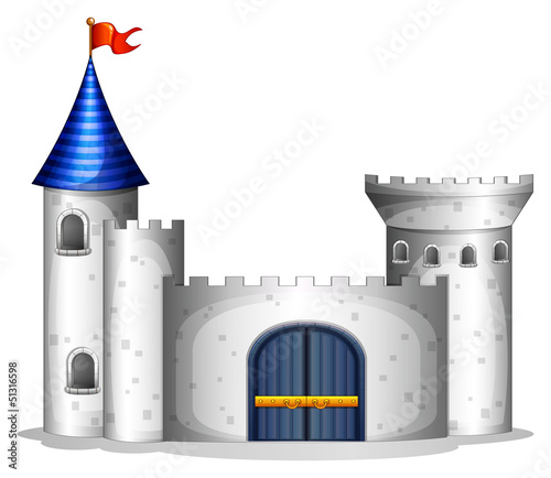 A castle with a red flag