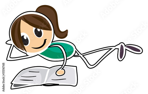 A girl lying down while reading