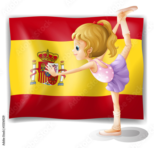 A gymnast in front of the Spanish flag