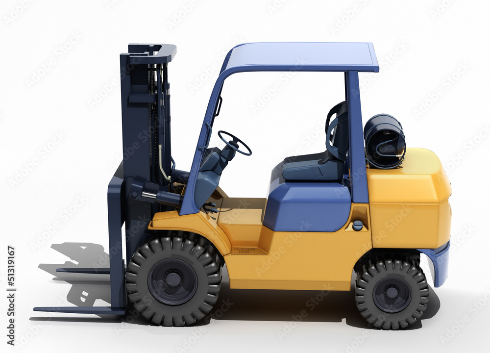 Forklift loader close-up Forklift loader close-up