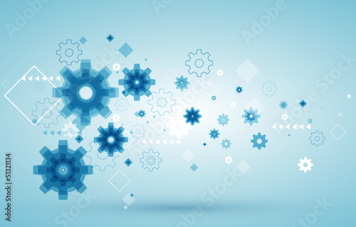Vector abstract background with blue cogwheels.