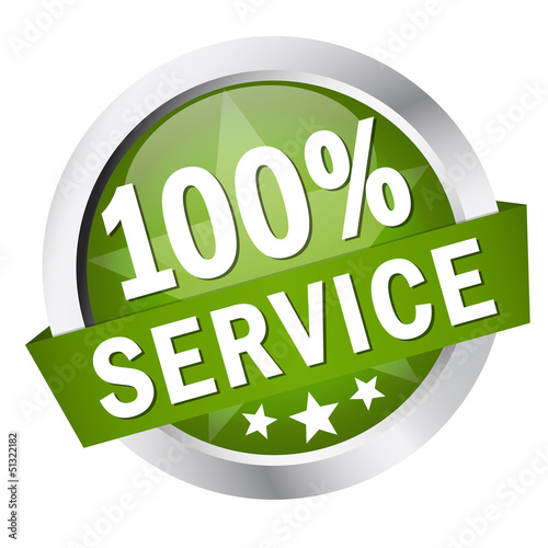 Button mit Banner " 100% SERVICE "