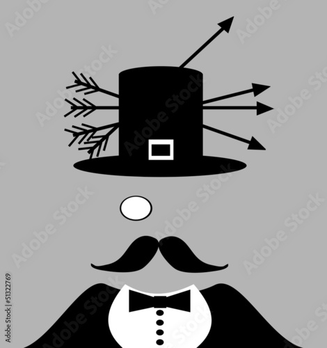 pilgrim with arrows through hat