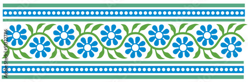 florale bordüre in grün, blau, türkis