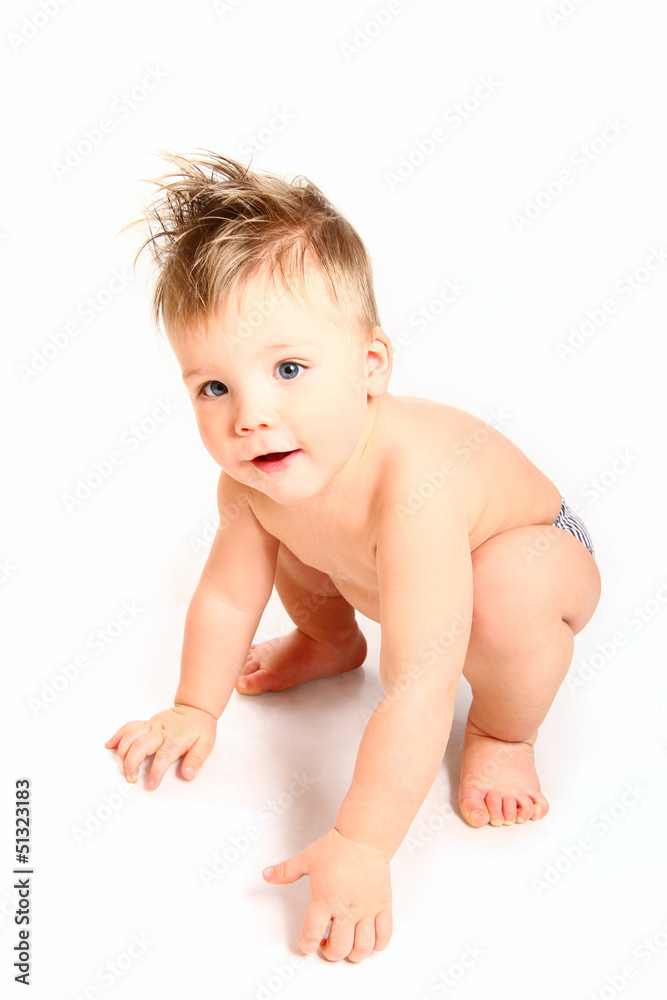 beautiful naked child sitting on white background beautiful naked child sitting on white background