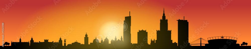 Obraz premium Skyline Warszawa Sunrise