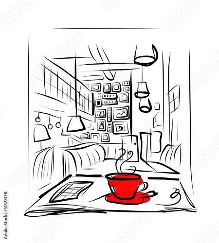 Cup of coffee on the table in cafe