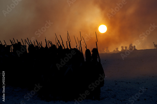 Warrior silhouettes, Battle of Austerlitz, Tvarozna, Czech repub