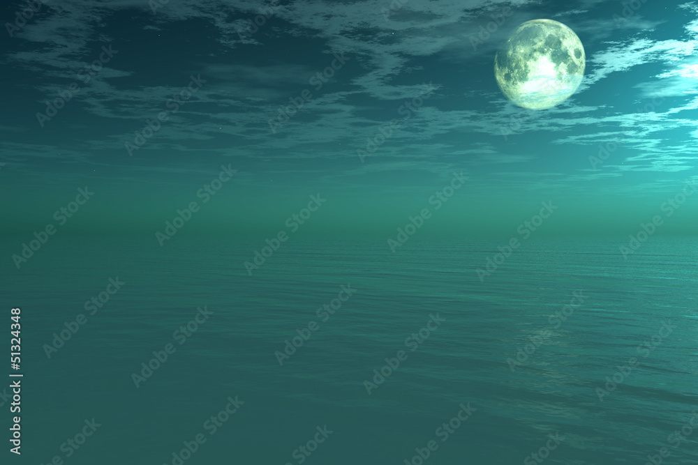 Moon under ocean - digital artwork
