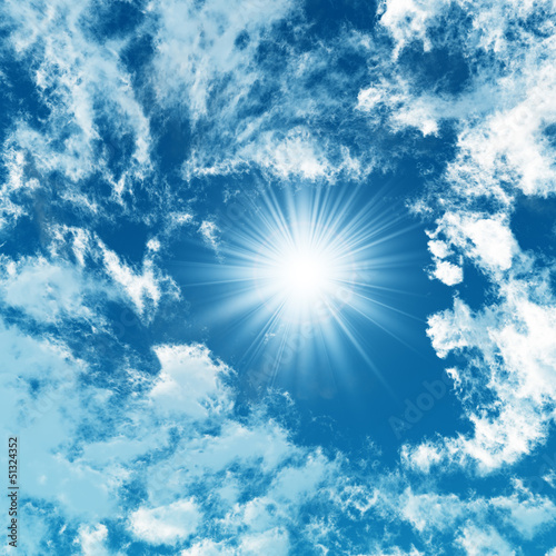 Blue sky with white clouds - digital artwork