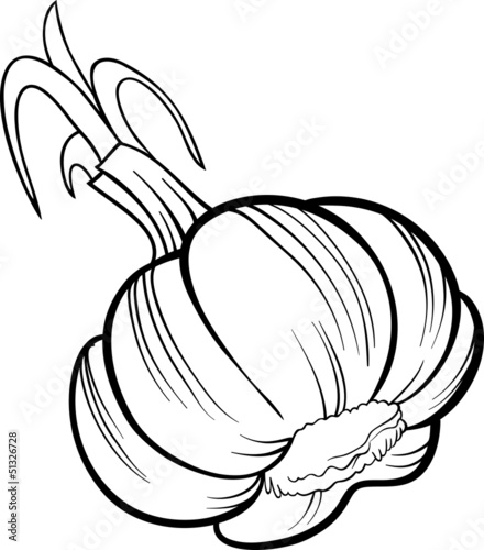garlic vegetable cartoon for coloring book