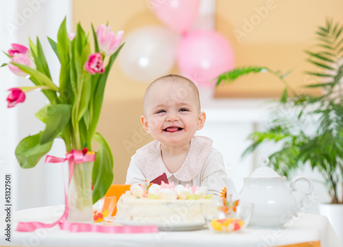 joyful kid girl at birthday...