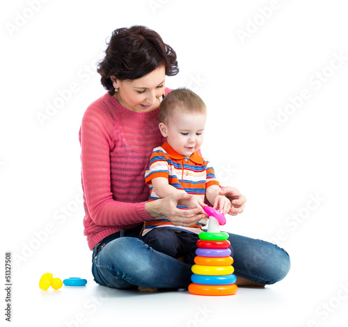 baby boy and mother playing...