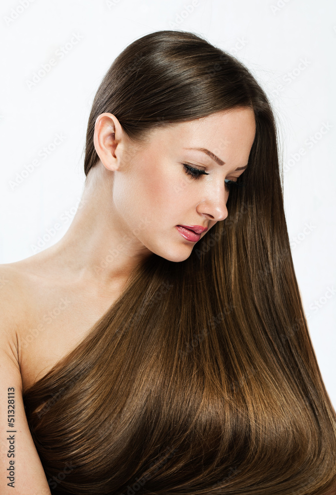 Naklejka premium Beautiful Woman with Healthy Long Hair