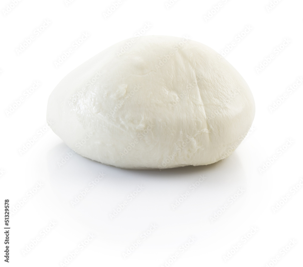 fresh mozzarella isolated with clipping path