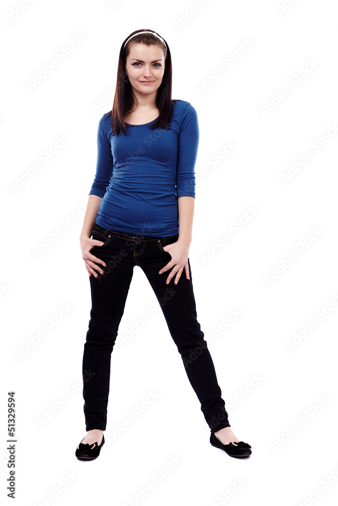 Young woman standing isolated on white background Young woman standing isolated on white background