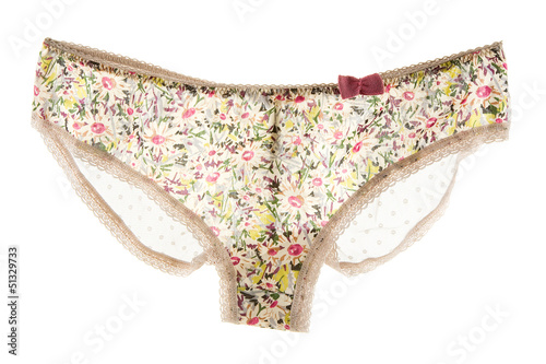 Pink bow flowery white lacework cute panties
