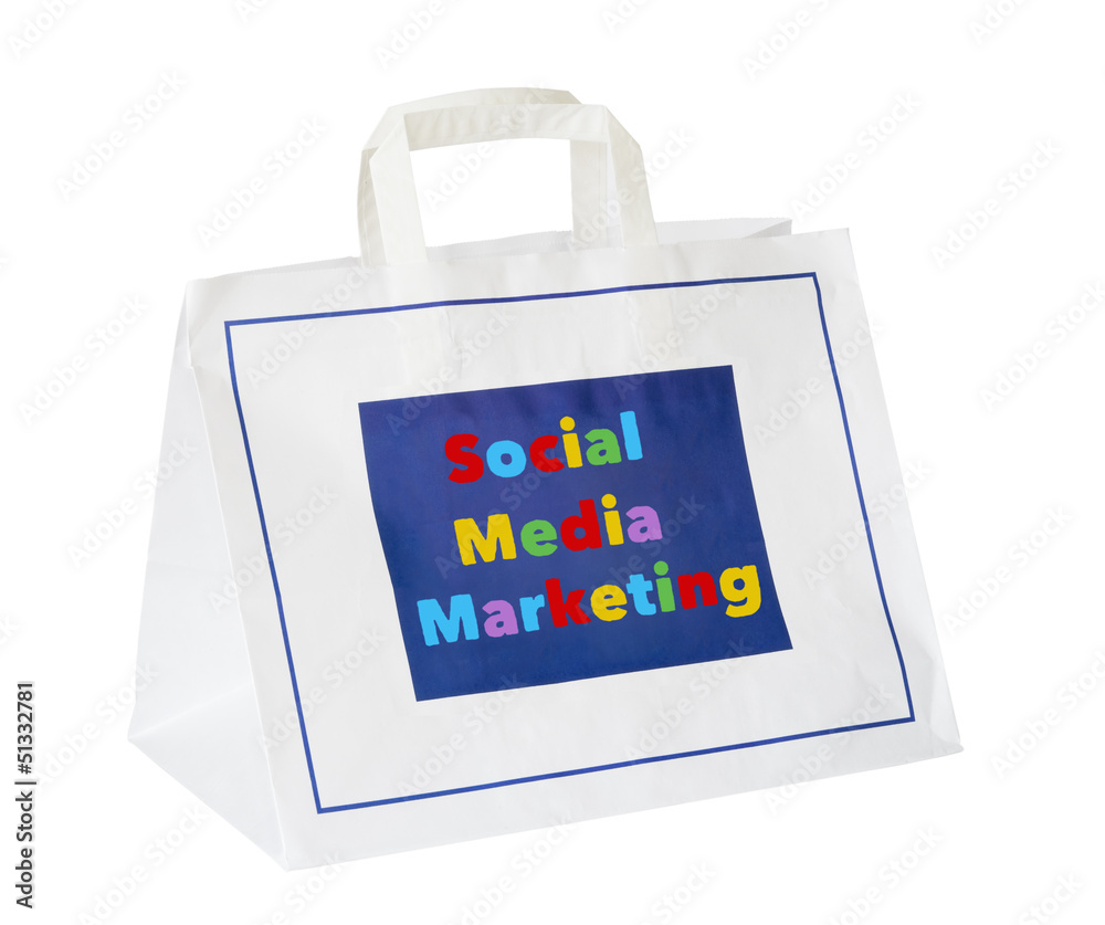social media and network marketing concept ,shopping bag, isolat