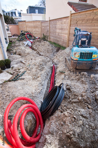 Chantier d'aménagement d'un jardin