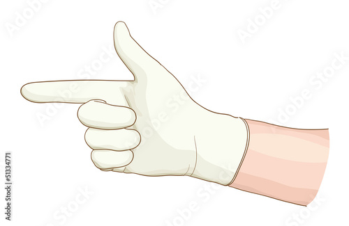 Hand proctologist with a latex glove.