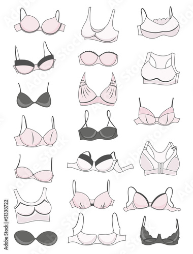 A set of different  bras