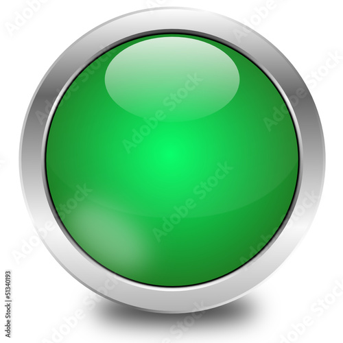 glossy green button, vector