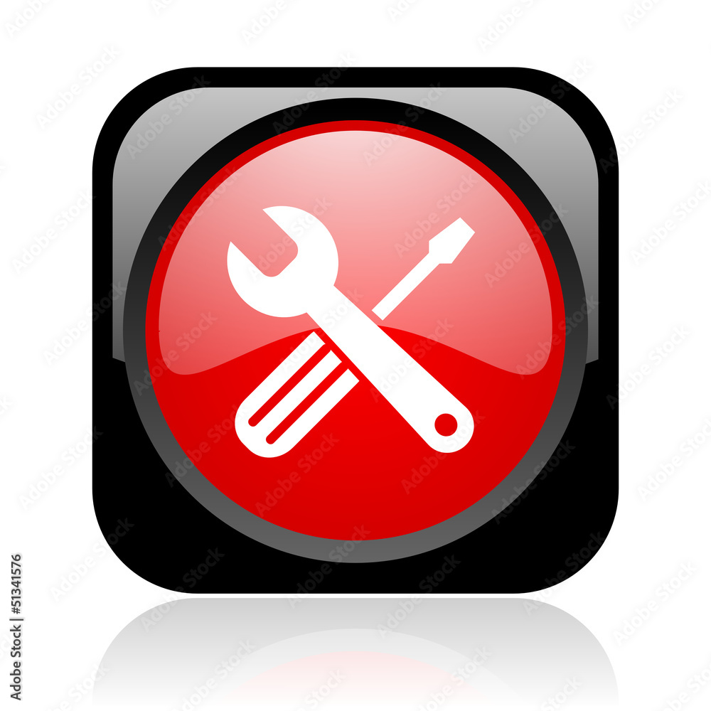 tools black and red square web glossy icon tools black and red square web glossy icon