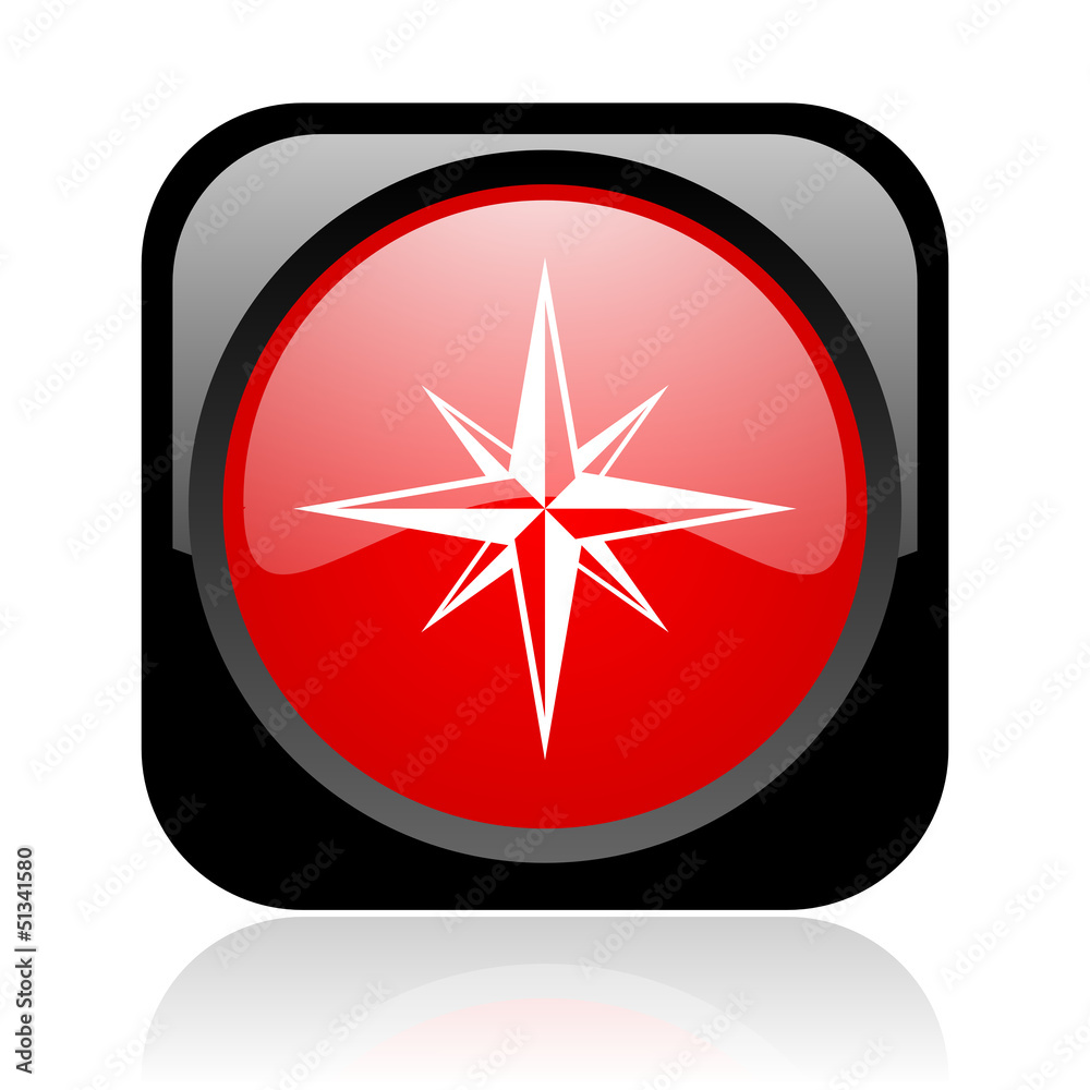 compass black and red square web glossy icon compass black and red square web glossy icon