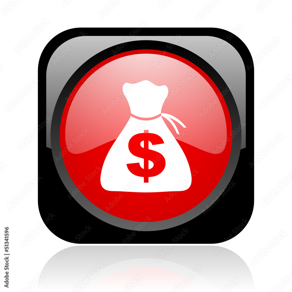 money black and red square web glossy icon money black and red square web glossy icon