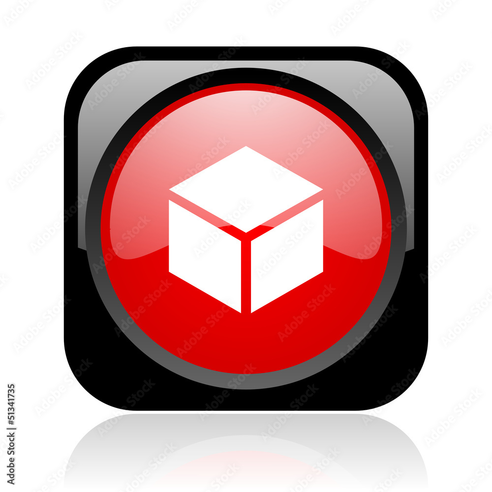 box black and red square web glossy icon