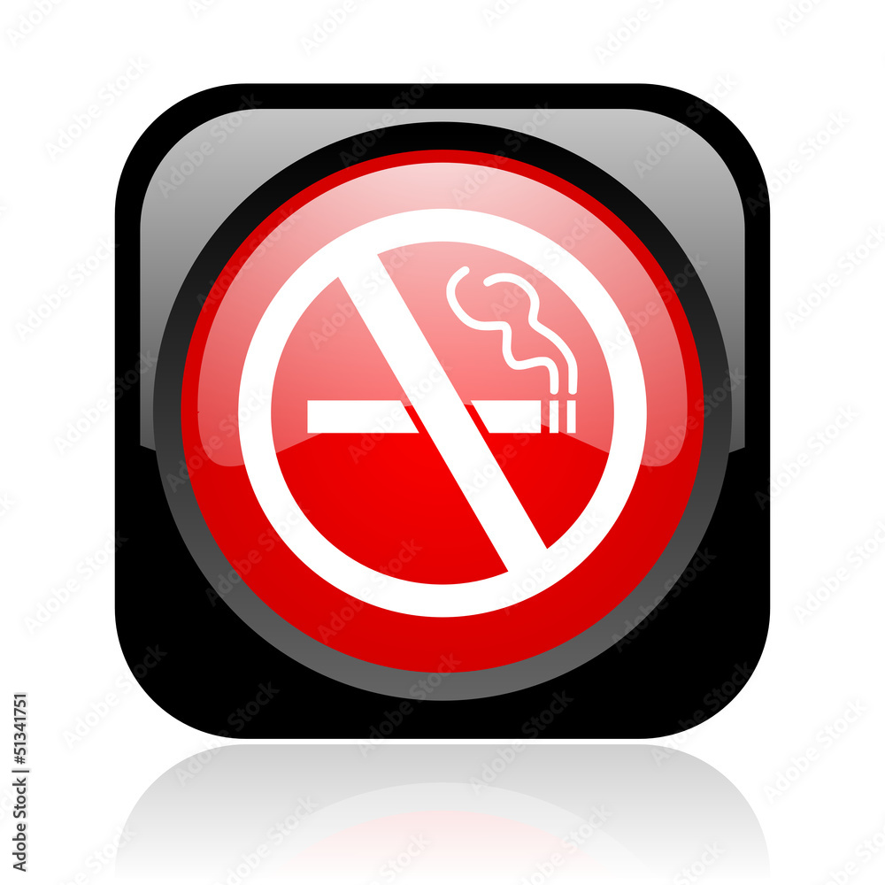 no smoking black and red square web glossy icon no smoking black and red square web glossy icon