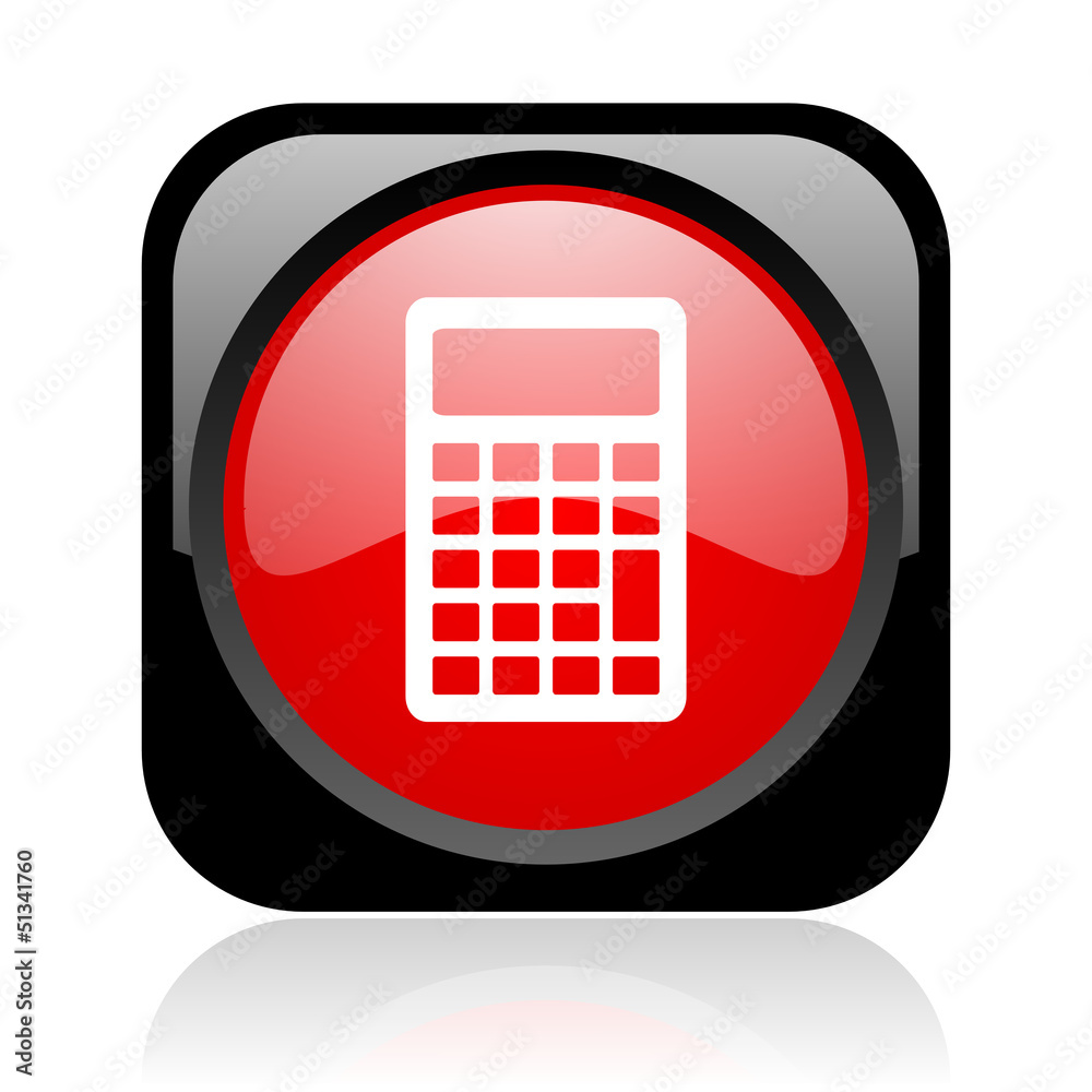calculator black and red square web glossy icon calculator black and red square web glossy icon