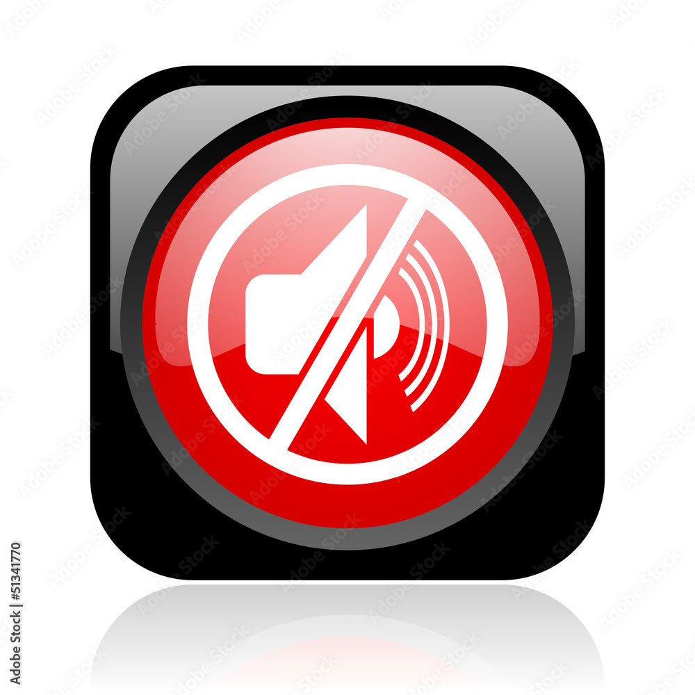 mute black and red square web glossy icon mute black and red square web glossy icon