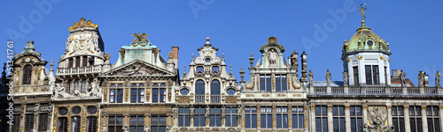 Panorama of the impressive Guildhalls in Grand Place, Brussels