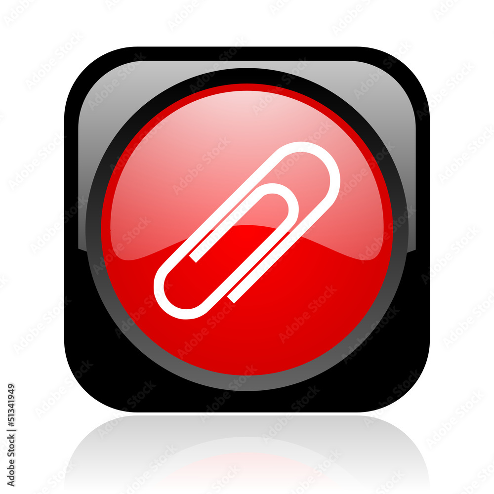 paper clip black and red square web glossy icon paper clip black and red square web glossy icon