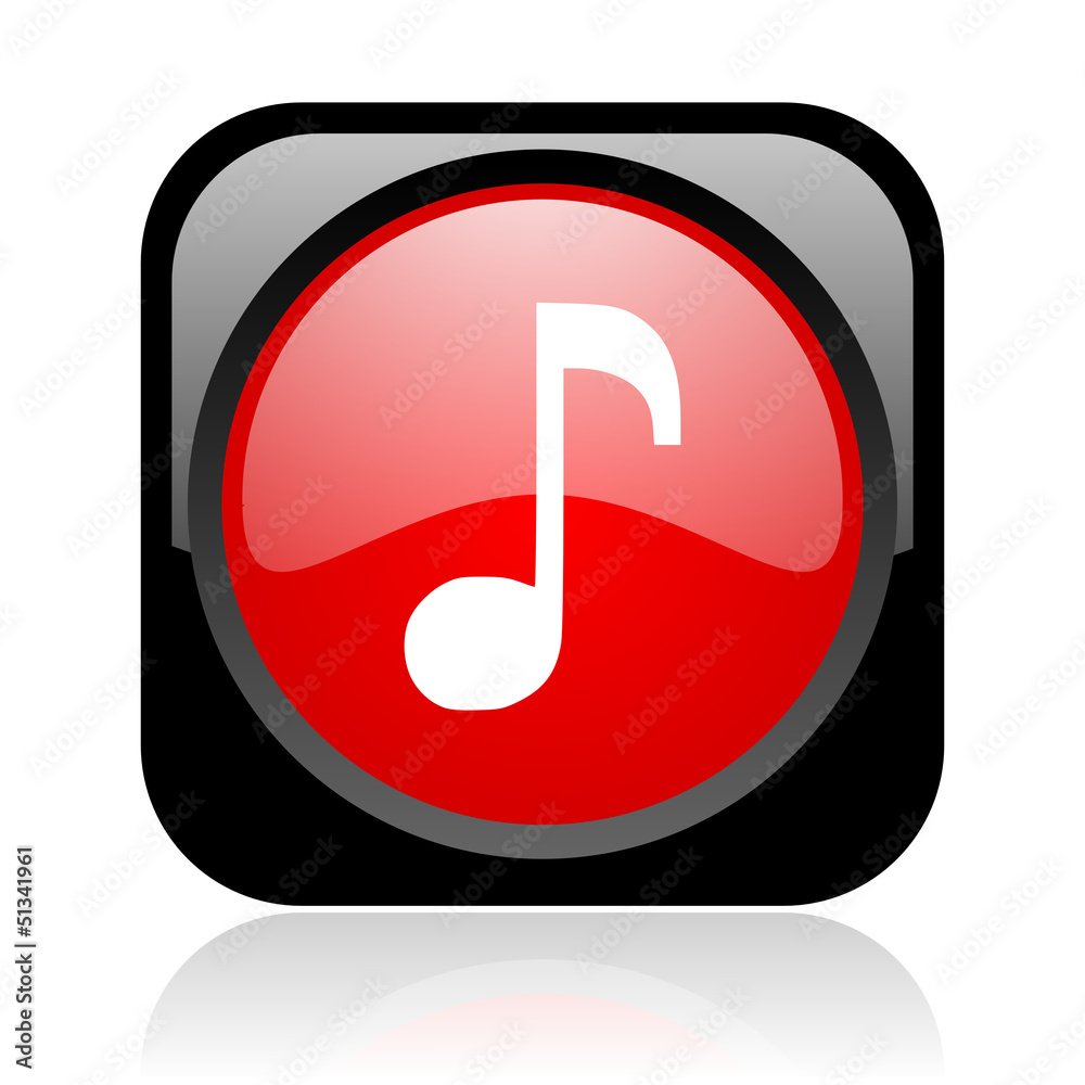 music black and red square web glossy icon music black and red square web glossy icon