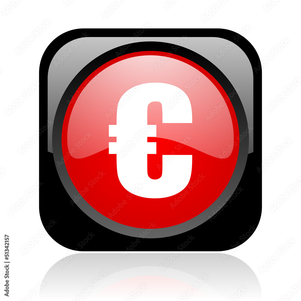 euro black and red square web glossy icon euro black and red square web glossy icon