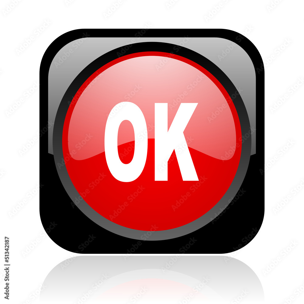 ok black and red square web glossy icon ok black and red square web glossy icon