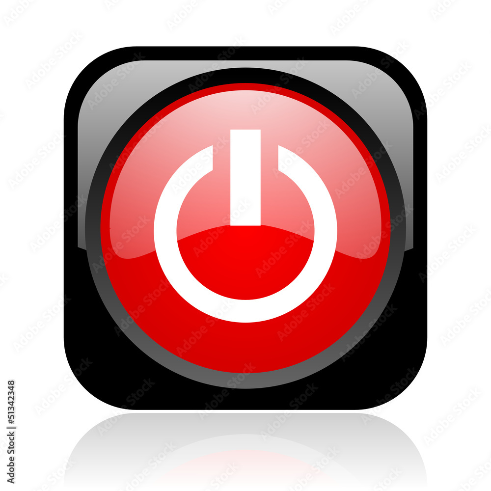 power black and red square web glossy icon