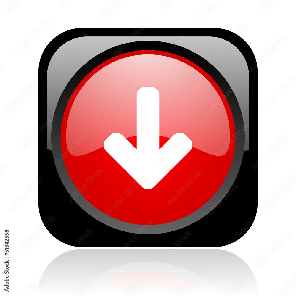 arrow down black and red square web glossy icon arrow down black and red square web glossy icon