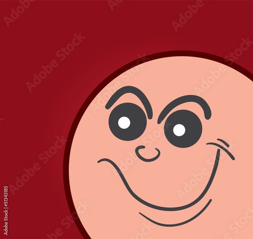 Large evil man's face with red background