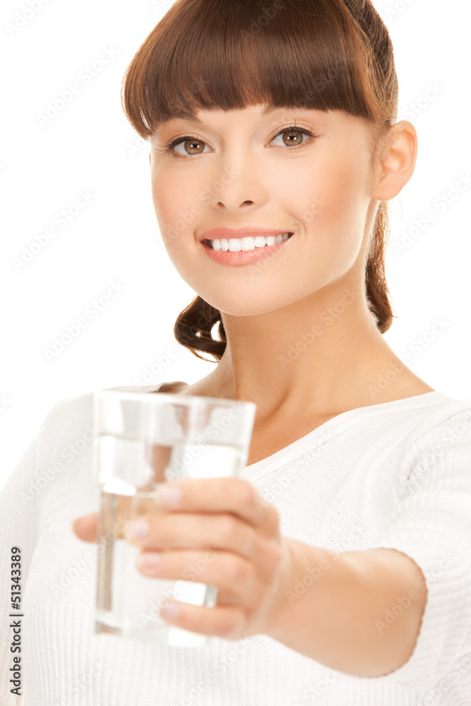 young smiling woman with glass of water young smiling woman with glass of water