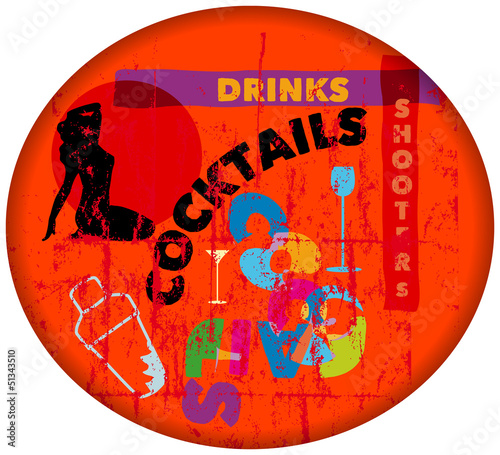 vintage cocktail bar sign,vector