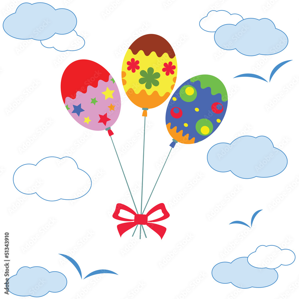 Balloons in the sky, Easter background