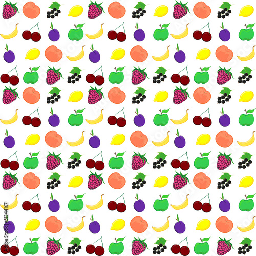 Fototapeta Naklejka Na Ścianę i Meble -  Fresh Fruits seamless Pattern Background
