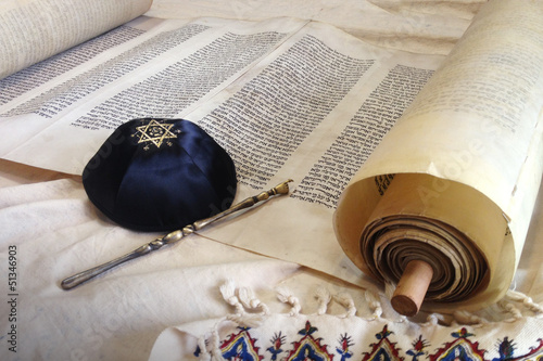 Canvas Print Torah scroll with Kippah