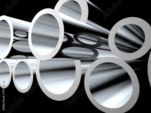 3D metal tubes - high technology background.