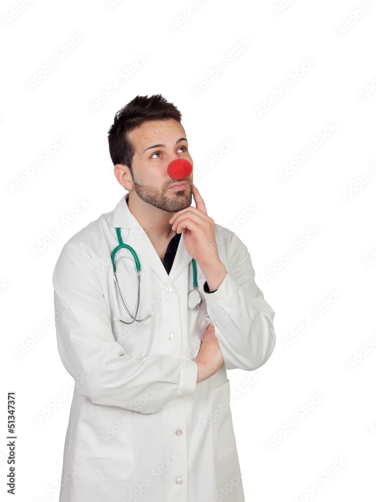 Portrait Of Thoughtful Clown Doctor Portrait Of Thoughtful Clown Doctor