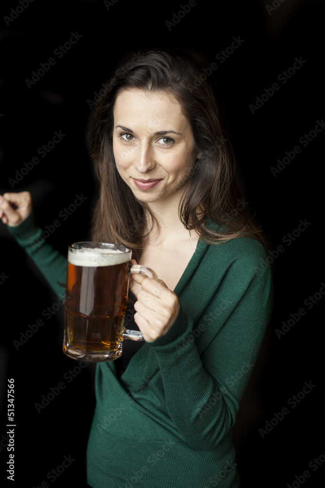 Beautiful Young Woman Holding Mug of Beer Beautiful Young Woman Holding Mug of Beer