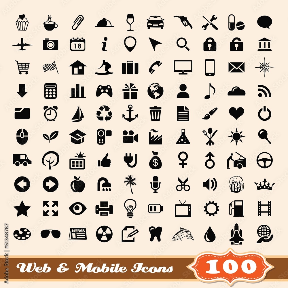 Fototapeta premium Icons for web and mobile elements collection